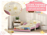 Toddler Bed with Storage, Guardrails, Sun Design, for Ages 3-8 Years, Fits 140 x 70cm Mattress, T3398P553231