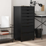 Rolling Cabinet with Drawers "MOSS" Black Solid Wood Pine 4015788