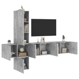 5 Piece TV Wall Units Concrete Grey Engineered Wood 3216460
