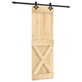 Sliding Door Natural and Black 70 x 210 cm Solid Pine Wood 3445073