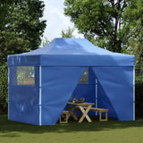 Professional Folding Party Tent with 4 Sidewalls 3x4 m Steel Blue 48891
