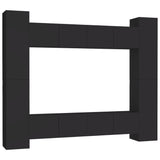 ZNTS 8 Piece TV Cabinet Set Black Engineered Wood 3078755