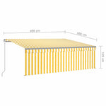 Manual Retractable Awning with Blind&LED 4x3m Yellow&White 3069423