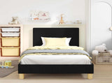 Children's Bed Frame with Headboard Black 90 x 190 cm Fabric 42010996