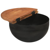2 Piece Coffee Table Set Black Solid Wood Reclaimed 351753