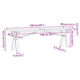 ZNTS Coffee Table Y-Frame 160x40x45.5 cm Solid Wood Pine and Steel 3282778