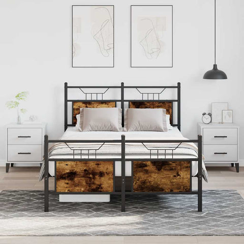 Bed Frame without Mattress Smoked Oak 120x200 cm Engineered Wood 4106759