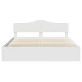 Bed Frame with Headboard White 200 x 200 cm Solid Pine Wood 3412853