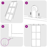 Sliding Door White 90x205 cm Tempered Glass and Aluminium 155217