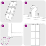 Sliding Door Black 90x205 cm Tempered Glass and Aluminium 155208