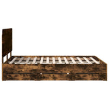 Bed Frame with Drawer Smoked Oak 140 x 190 cm Engineer Wood 3412599