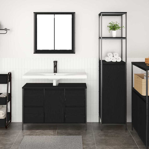 Bathroom Furniture Set 2 pcs Black oak 36 x 35 x 165 cm 3328374