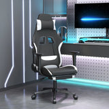 ZNTS Swivel Gaming Chair with Footrest Black and White Fabric 345707