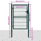 Fence Gate Steel 100x200 cm Green 142029