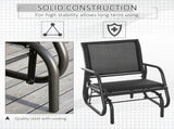 Outdoor Garden Glider Chair, Metal Frame Single Armchair Swing Seater w/ Breath Mesh Fabric Seat, T3398P325088