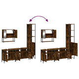 4 Piece Bathroom Furniture Set Smoked Oak Engineered Wood 3214687