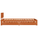 Bed Frame with Headboard 3 pcs Wax Brown Solid Pine Wood 3422745