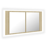 LED Bathroom Mirror Cabinet Sonoma Oak 90x12x45 cm Acrylic 804975