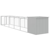 Dog House with Run Light Grey 110x609x110 cm Galvanised Steel 3189085