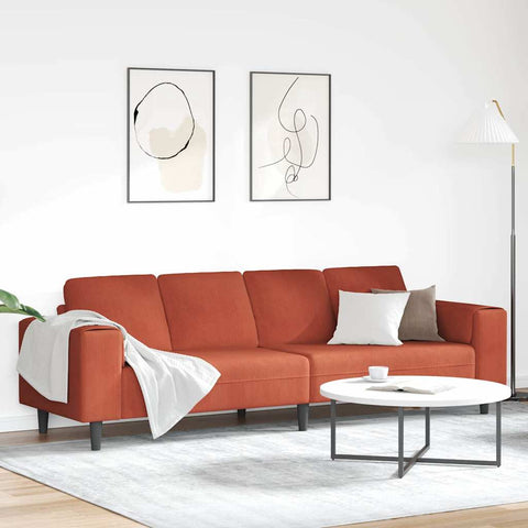 Fabric Sofa with Cushion Red Orange Corduroy fabric 3335107