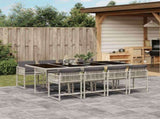 9 Piece Garden Dining Set with Cushions Light Grey Poly Rattan 3211463