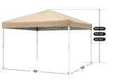 10'x10' Pop Up Screen Canopy Tent, Khaki 210D Oxford Instant Folding Gazebo with 4 Mesh Sidewalls 84345023