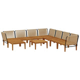 9 pcs Solid Acacia Wood & Rope Natural 3407783