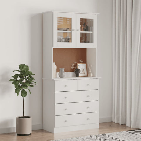 Highboard ALTA White 77x35x165 cm Solid Wood Pine 3187780