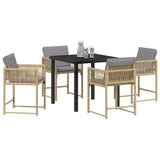 Garden Dining Set 5 pcs Beige Poly Rattan 3380765