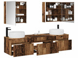 Bathroom Cabinet Set 5 pcs Old Wood 53 x 15.5 x 70 cm 3406653