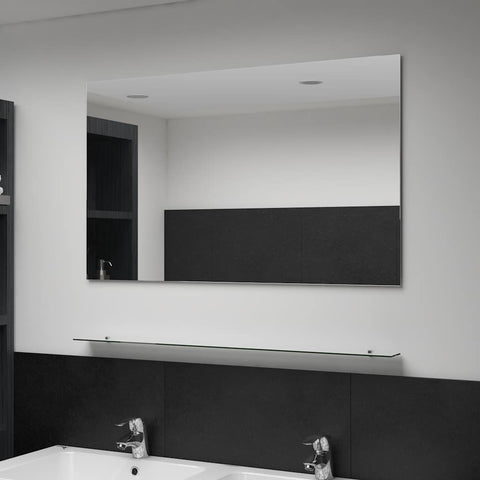 ZNTS Wall Mirror with Shelf 100x60 cm Tempered Glass 249443