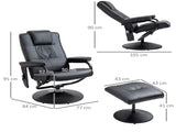 Swivel Recliner Chair and Footstool, Faux Leather Massage Recliner Armchair with Remote Control and T3398P328085