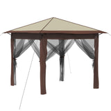 Gazebo with 4 Sidewalls 2.6 x 2.6 m Cream and Brown 42036804