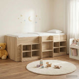 Loft Bed Frame with Cabinet 3 pcs Sonoma Oak Engineered Wood 3423424