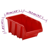 152203 30 Piece Workshop Shelf Set Red and Black 77x39cm Polypropylene