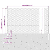 Welded Wire Fence 100 x 1.4 m Hot-Dip Galvanised Steel 3337078