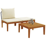 3 pcs Garden Lounge Set with Cushions Solid Acacia Wood & Rope 42022067