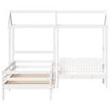 Bed and Bench Set with Roof without Mattress White 75x190 cm Small Single 3282184