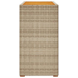 Garden Side Table with Wooden Top Beige 100x40x75 cm Poly Rattan 366308