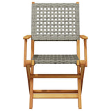 5 Piece Garden Dining Set Grey Poly Rattan and Solid Wood 3281815