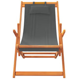 Folding Beach Chairs 2 pcs Grey Fabric 3214482