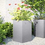 ZNTS Garden Planter 2 pcs Hexagon 46x40x45 cm Galvanized Steel 851119