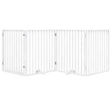 Dog Gate with Door Foldable 4 Panels White 320 cm Poplar Wood 352187