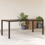 Garden Table with Glass Top Brown 190x90x75 cm Poly Rattan 365593
