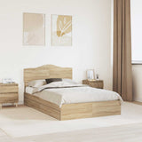 Storage Bed with Drawer Sonoma Oak 135 x 190 cm Engineered Wood 3413105