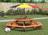 Picnic Table for 6 Kids with Umbrella Hexagon Solid Wood Fir 3281627