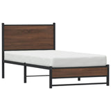 Metal Bed Frame without Mattress Brown Oak 90x190 cm Single 4007932
