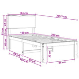 Single Bed Frame with Headboard ROSTOCK Dark Brown 100 x 200 cm 903416