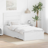 Bed Frame with Drawer White 90 x 190 cm Engineered Wood 3412020