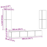 Wall Mounted TV cabinets 4 pcs Artisan Oak Engineered Wood 3328974